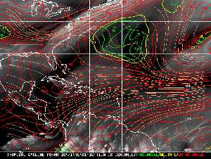 Météo tropicale : Carte des vents de cisaillement.