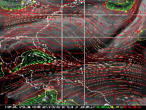Météo tropicale : Carte des vents de cisaillement.