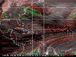 Météo tropicale : Carte des vents de cisaillement.