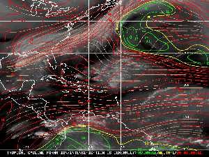 Météo tropicale : Carte des vents de cisaillement.