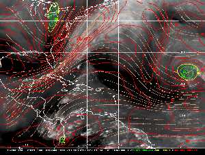 Météo tropicale : Carte des vents de cisaillement.