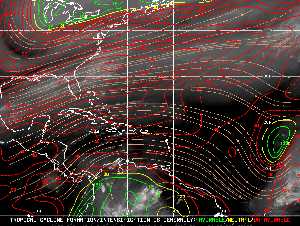 Météo tropicale : Carte des vents de cisaillement.