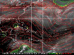 Météo tropicale : Carte des vents de cisaillement.