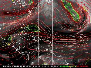 Météo tropicale : Carte des vents de cisaillement.