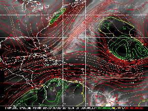 Météo tropicale : Carte des vents de cisaillement.