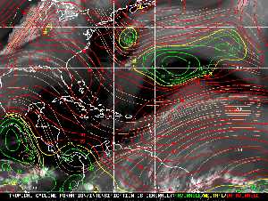 Météo tropicale : Carte des vents de cisaillement.