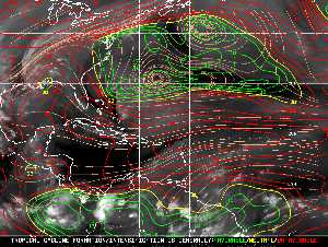Météo tropicale : Carte des vents de cisaillement.
