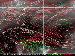 Météo tropicale : Carte des vents de cisaillement.