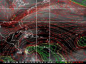 Météo tropicale : Carte des vents de cisaillement.
