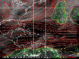 Météo tropicale : Carte des vents de cisaillement.