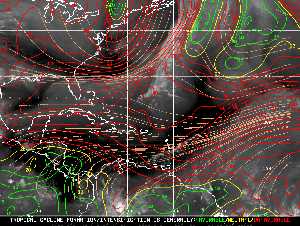 Météo tropicale : Carte des vents de cisaillement.