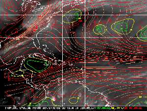 Météo tropicale : Carte des vents de cisaillement.