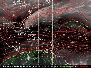 Météo tropicale : Carte des vents de cisaillement.