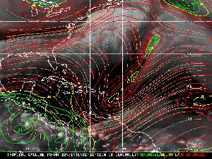 Météo tropicale : Carte des vents de cisaillement.