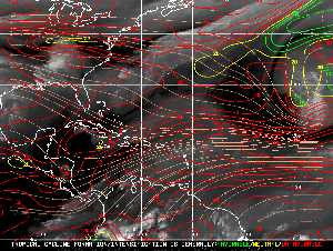 Météo tropicale : Carte des vents de cisaillement.