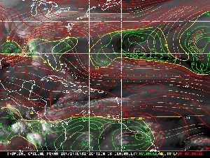Météo tropicale : Carte des vents de cisaillement.