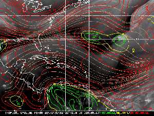 Météo tropicale : Carte des vents de cisaillement.