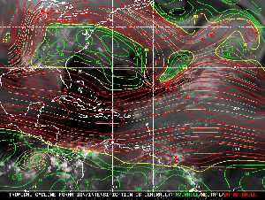 Météo tropicale : Carte des vents de cisaillement.
