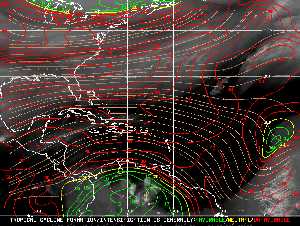 Météo tropicale : Carte des vents de cisaillement.