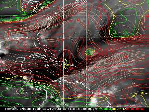 Météo tropicale : Carte des vents de cisaillement.