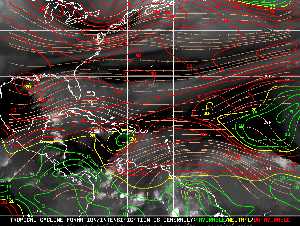 Météo tropicale : Carte des vents de cisaillement.