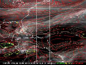 Météo tropicale : Carte des vents de cisaillement.