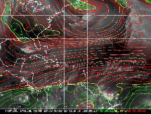 Météo tropicale : Carte des vents de cisaillement.