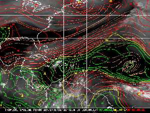 Météo tropicale : Carte des vents de cisaillement.