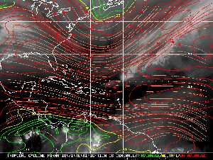 Météo tropicale : Carte des vents de cisaillement.