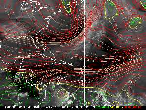 Météo tropicale : Carte des vents de cisaillement.