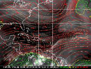 Météo tropicale : Carte des vents de cisaillement.