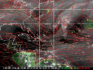 Météo tropicale : Carte des vents de cisaillement.