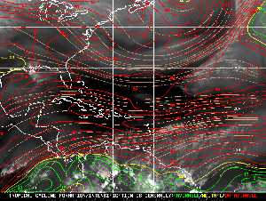 Météo tropicale : Carte des vents de cisaillement.