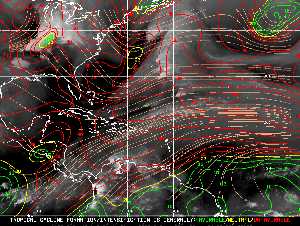 Météo tropicale : Carte des vents de cisaillement.