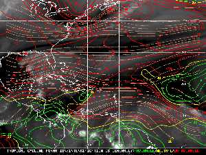 Météo tropicale : Carte des vents de cisaillement.
