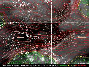 Météo tropicale : Carte des vents de cisaillement.