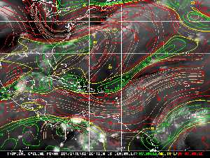 Météo tropicale : Carte des vents de cisaillement.