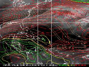 Météo tropicale : Carte des vents de cisaillement.