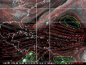 Météo tropicale : Carte des vents de cisaillement.