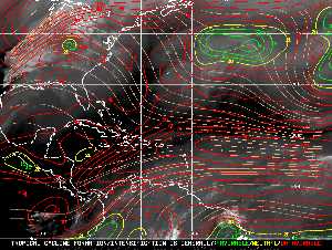 Météo tropicale : Carte des vents de cisaillement.