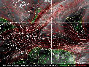 Météo tropicale : Carte des vents de cisaillement.
