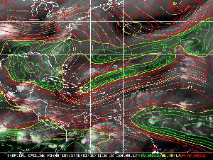 Météo tropicale : Carte des vents de cisaillement.