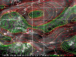 Météo tropicale : Carte des vents de cisaillement.