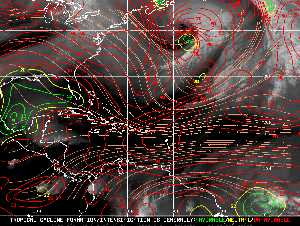 Météo tropicale : Carte des vents de cisaillement.