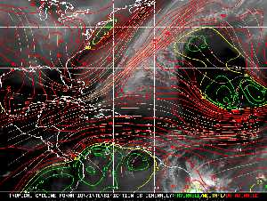 Météo tropicale : Carte des vents de cisaillement.