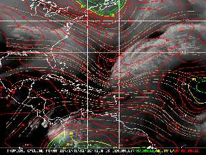 Météo tropicale : Carte des vents de cisaillement.
