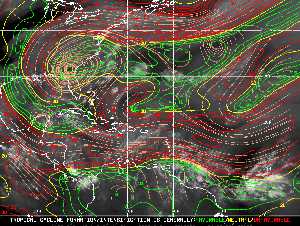Météo tropicale : Carte des vents de cisaillement.