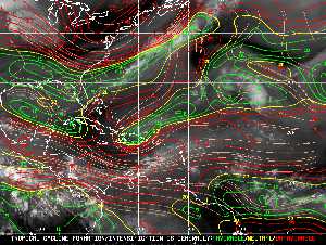 Météo tropicale : Carte des vents de cisaillement.