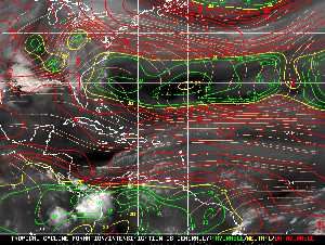 Météo tropicale : Carte des vents de cisaillement.