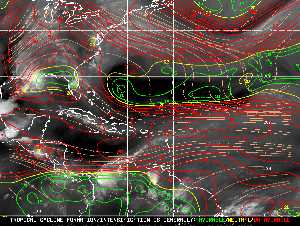 Météo tropicale : Carte des vents de cisaillement.